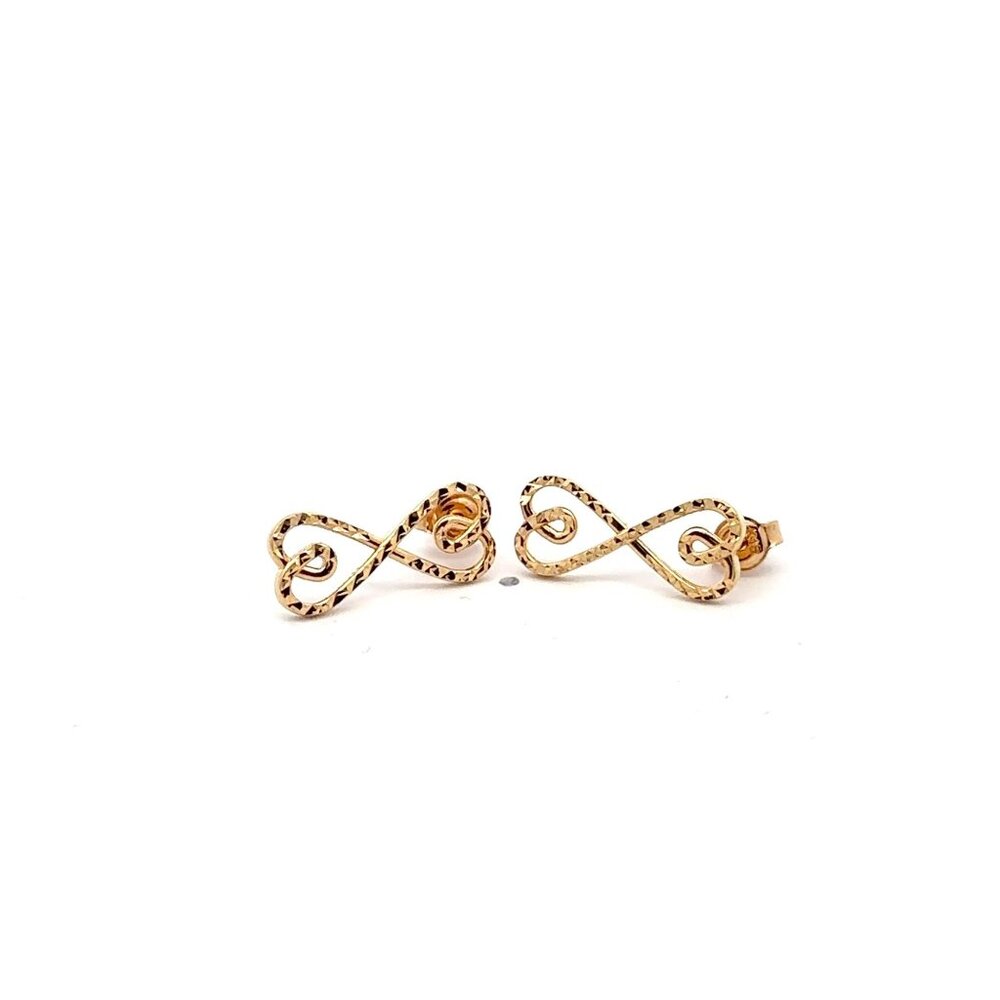 18K Gold Earrings Post Infinity 1.80 grams - Picture 1 of 9
